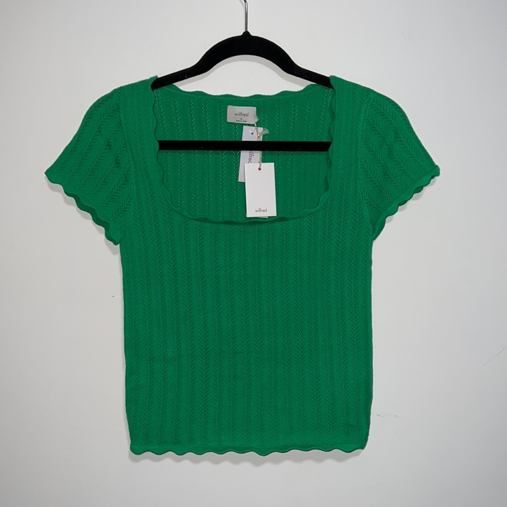 Wilfred (Aritzia) Green knit top